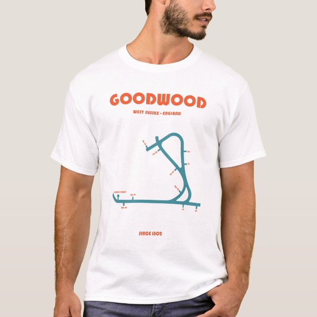 Camiseta Retro Minimalist Goodwood Racecourse Line Art Prin (Frente)