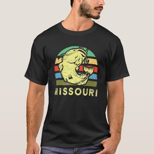 Camiseta Retro Missouri Catfish Fisheries Catpescador Fishe (Frente)