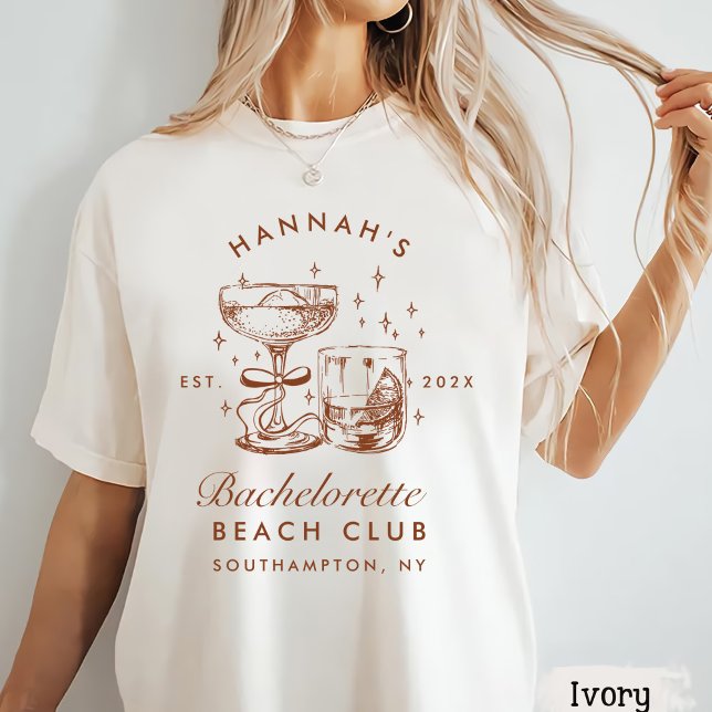 Camiseta Retro Modern Blue & Brown Bachelorette Weekend (Criador carregado)