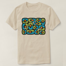 Camiseta Retro Moderno de Meados do Século Cósmico Abstrato