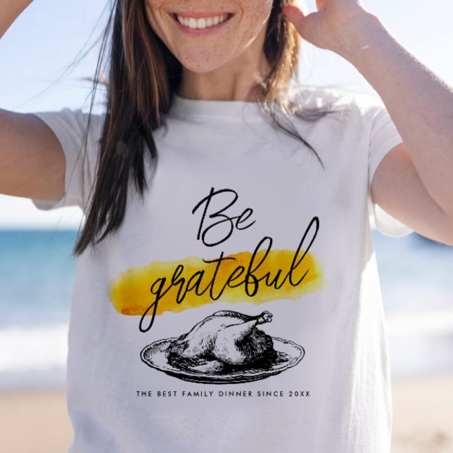 Camiseta Retro Moderno Seja Grata Típica de Ação de Graças (Criador carregado)
