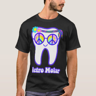 Camiseta Retro molar tooth hippie peace dental hygienist de