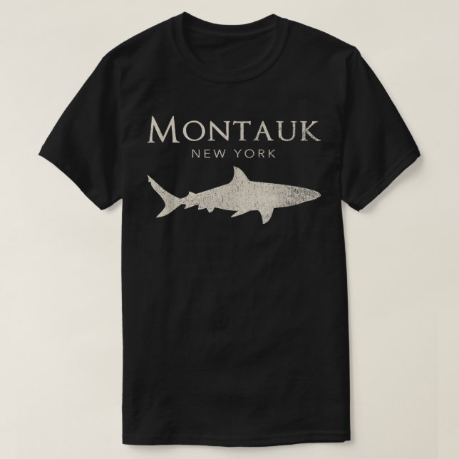 Camiseta Retro Montauk NY Shark (Frente do Design)