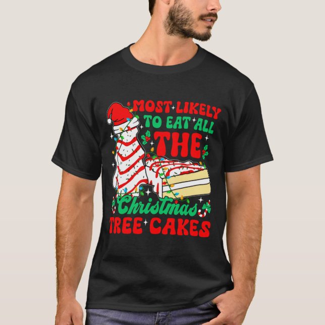 Camiseta Retro Most Likely To Eat All The Christmas Tree Ca (Frente)