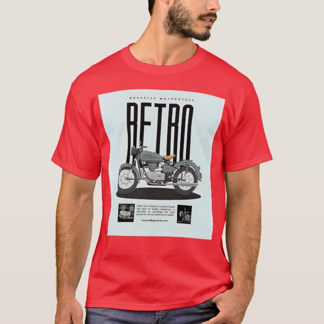 Camiseta Retro Motorcycle Poster friend (Frente)