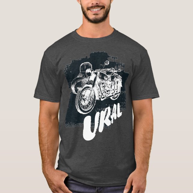 Camiseta Retro Motorcycle    UralVintage Sidecar Premium (Frente)