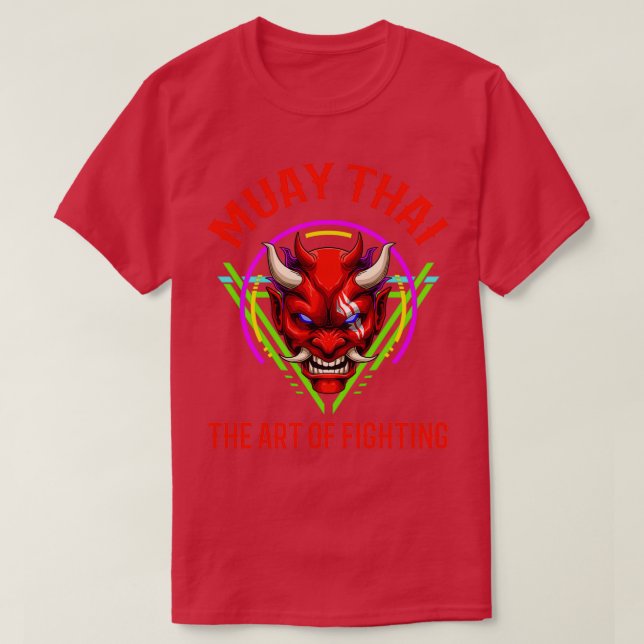 Camiseta Retro Muay Thai Oni Demon Thai Boxing (Frente do Design)