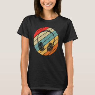 Camiseta Retro Music Fones de ouvido Vintage Music Instrume