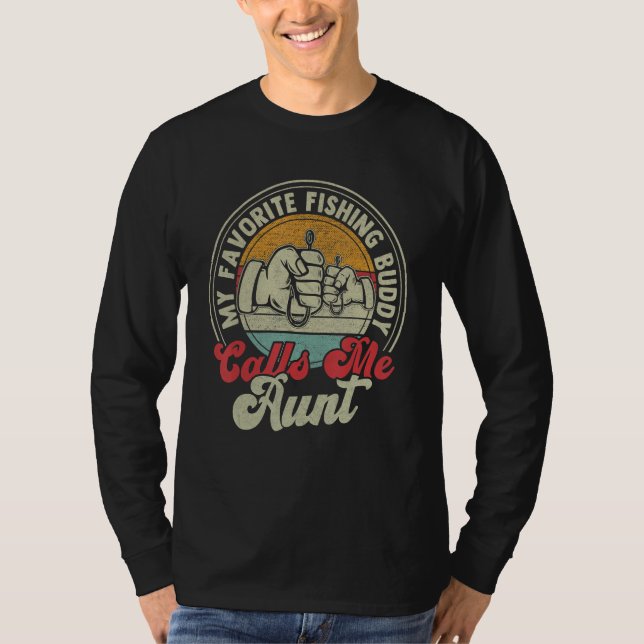 Camiseta Retro My Favorite Fishing Buddy Call Me Aunt Fishi (Frente)