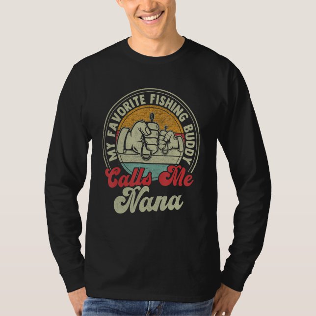 Camiseta Retro My Favorite Fishing Buddy Call Me Nana Fishi (Frente)
