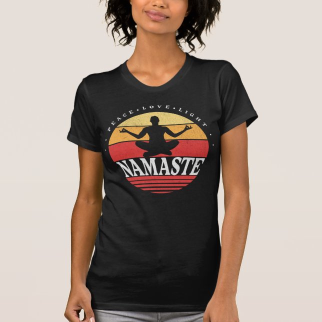 Camiseta Retro Namaste, pose de ioga (Frente)