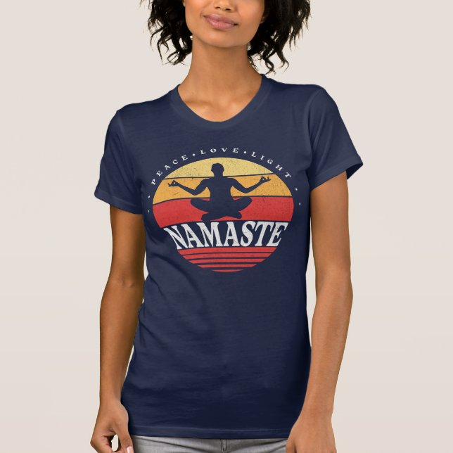Camiseta Retro Namaste, pose de ioga (Frente)