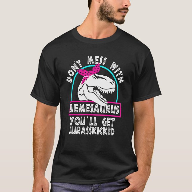 Camiseta Retro Não Mise com Memesaurus Você vai pegar Juras (Frente)