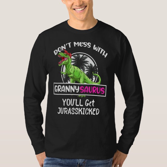 Camiseta Retro Não se meta com Grannysaurus Você vai pegar  (Frente)