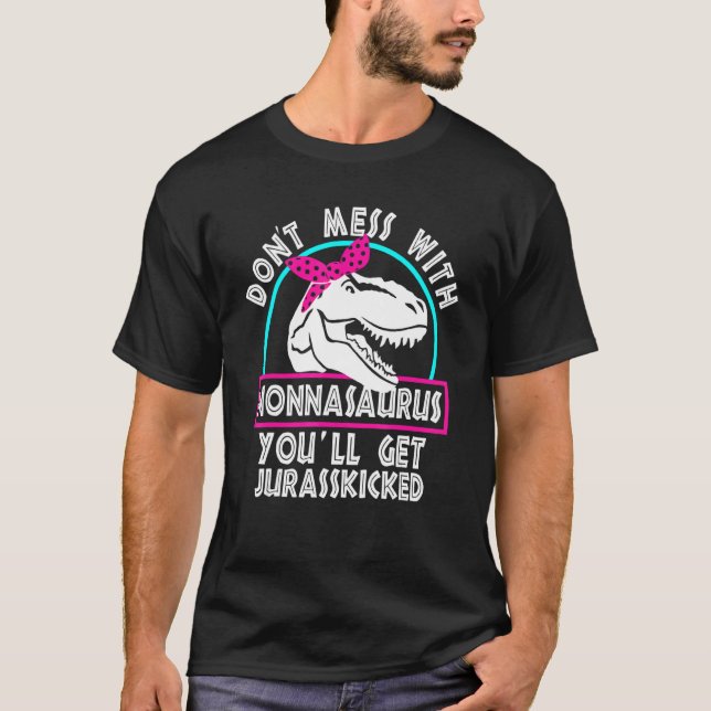 Camiseta Retro Não se meta com Nonnasaurus Você vai pegar a (Frente)