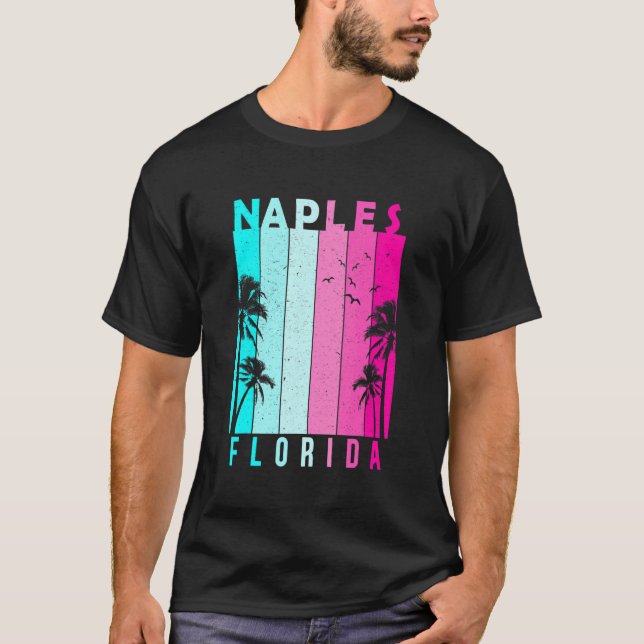 Camiseta Retro Nápoles Florida Beach Summer Souveni Tropica (Frente)