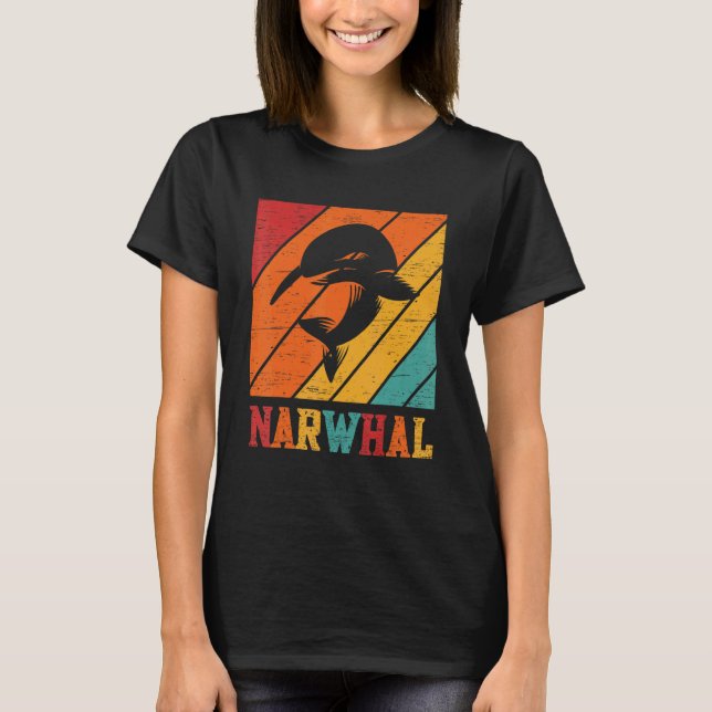 Camiseta Retro Narwhal Unicorn Sea Fish Rainbow Kids Boy Gi (Frente)