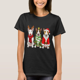 Camiseta Retro Natal Bull Terrier Papai Noel Rena Cão Lo