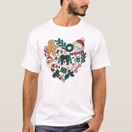 Camiseta Retro Natal Groovy Heart Love,Vintage Holiday