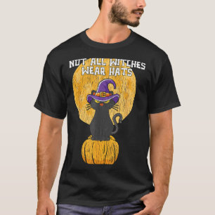 Camiseta Retrô Nem Bruxas Usam Chapéus Gato Preto Mãe Pai