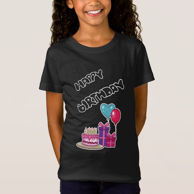 Camiseta Retro Neon Bubble Text Happy Birthday  (Frente)