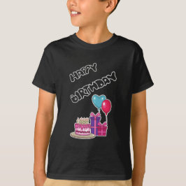 Camiseta Retro Neon Bubble Text Happy Birthday 