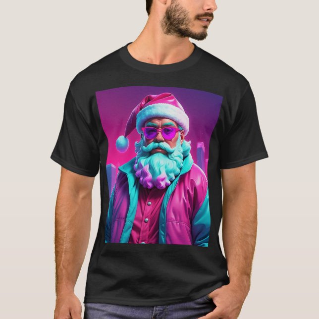 Camiseta Retro Neon Santa Claus (Frente)