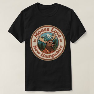 Camiseta Retro New Hampshire Crachá_ Moose with Mountain