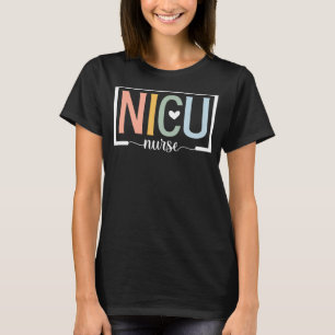 Camiseta Retro NICU Enfermeiro ICU Neonatal Equipe Arco-Íri