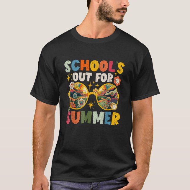 Camiseta Retrô No Último Dia Da Escola Está Fora Para Profe (Frente)
