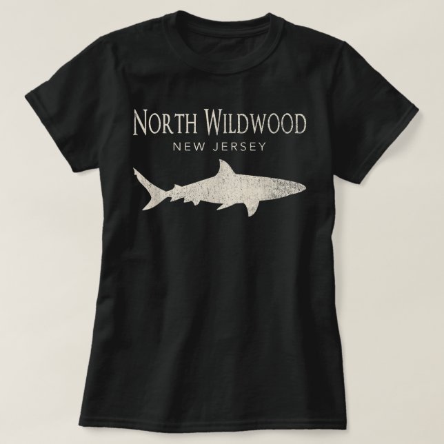 Camiseta Retro North Wildwood NJ Shark (Frente do Design)