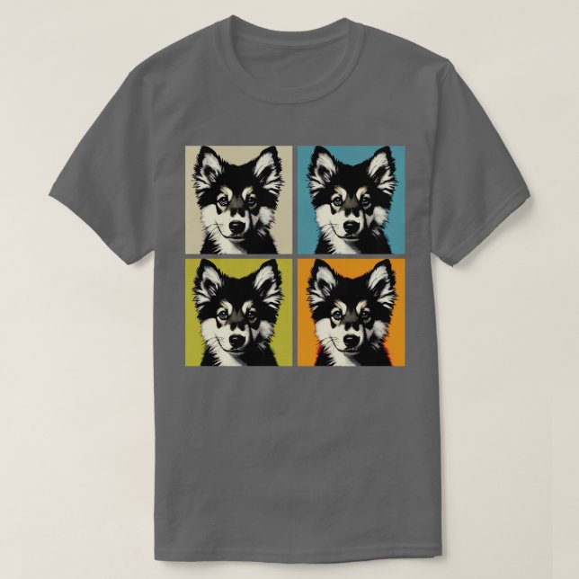 Camiseta Retro Norueguês Elkhound Art Cute Puppy (Frente do Design)