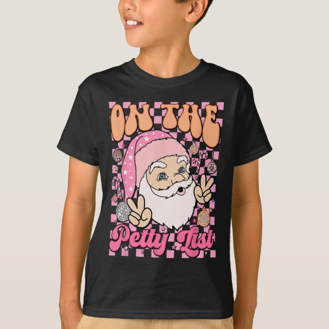Camiseta Retrô Nos Papais noeis De Natal Da Família Da Pequ (Frente)