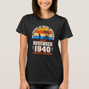 Camiseta Retro Novembro De 1940, 82 Anos De Pesca 82.O Nasc