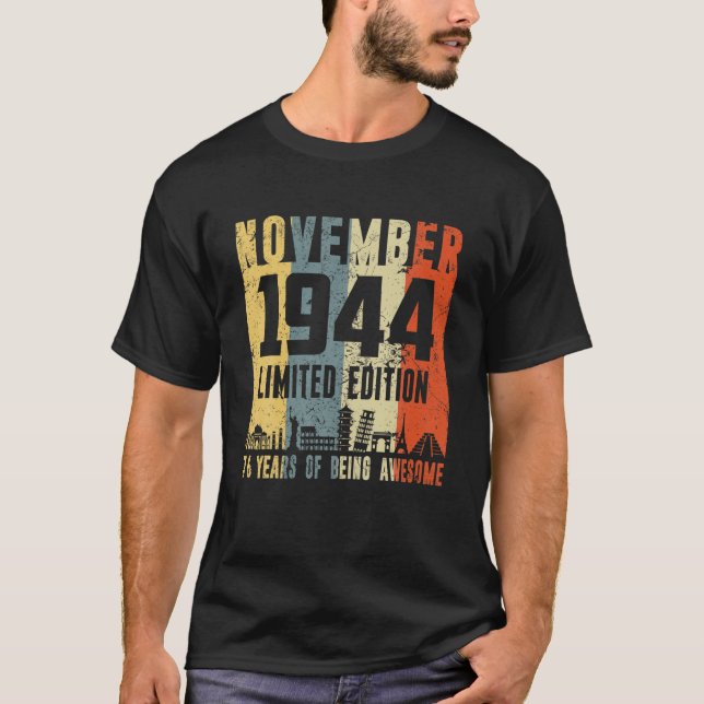 Camiseta Retro novembro de 1944 Engraçado 76º presente de a (Frente)