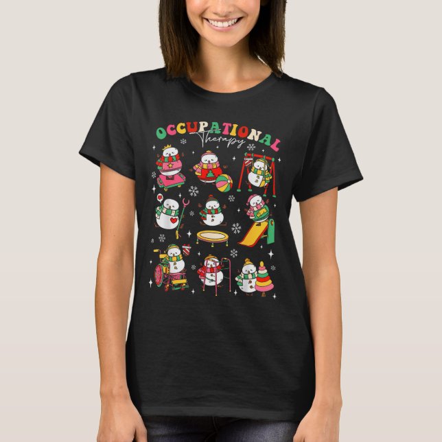 Camiseta Retro Occupational Therapy Christmas Snowman Ot Ot (Frente)