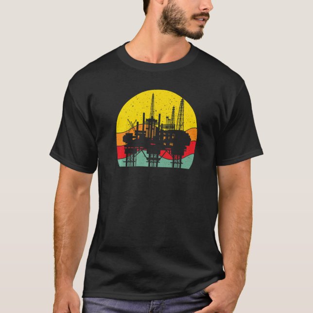 Camiseta Retro Oil Well Pumpjack Oil Rig Oilman Oilfield Wo (Frente)