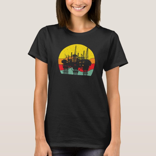 Camiseta Retro Oil Well Pumpjack Oil Rig Oilman Oilfield Wo (Frente)