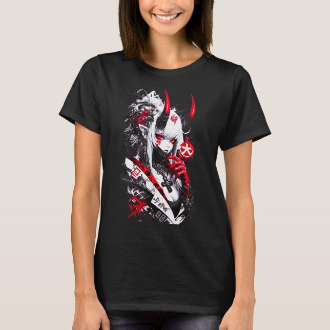 Camiseta Retro Okami Girl Basic Japan Style Fox Cute Cool M (Frente)