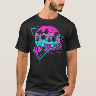 Camiseta Retro Old Silver Beach Massachusetts Palm Tree Sou