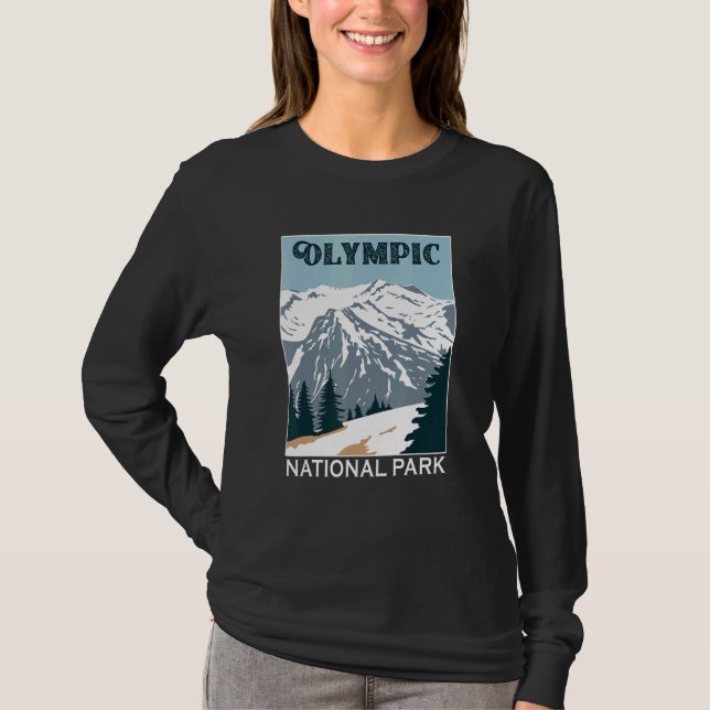 Camiseta Retro Olympic National Park Mountain Camping Souve (Frente)