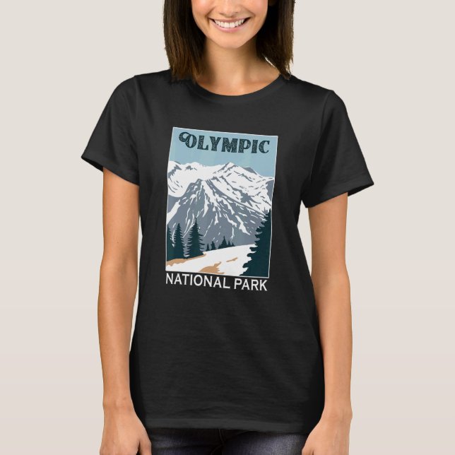 Camiseta Retro Olympic National Park Mountain Camping Souve (Frente)
