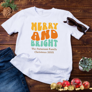 Camiseta Retro Onda Alegre e Brilhante Natal Masculino