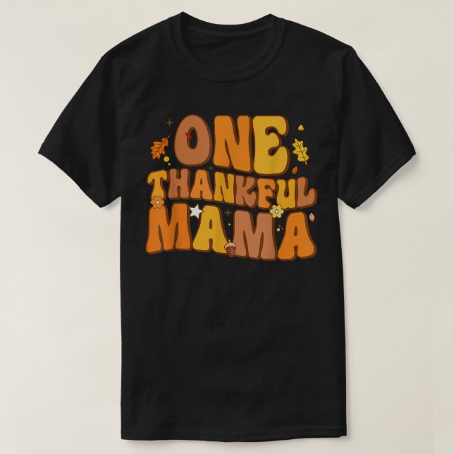 Camiseta Retro One Thankful Mama Fall Autumn Happy Thanksgi (Frente do Design)