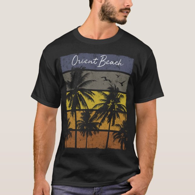 Camiseta Retro Orient Beach Santo Martin Beach Palm Tree be (Frente)