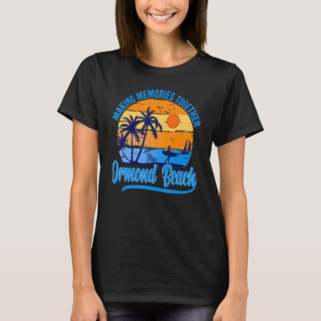 Camiseta Retro Ormond Beach Palm Tree Beach Summer (Frente)