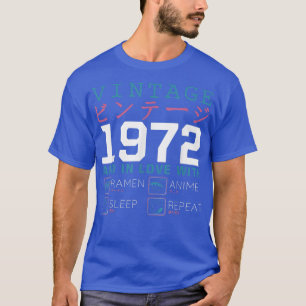 Camiseta Retro Otaku Kanji Vintage 1972 Birthday Ramen Anim