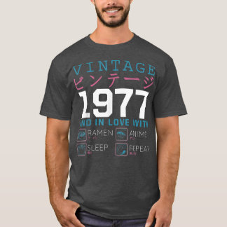 Camiseta Retro Otaku Kanji Vintage 1977 Birthday Ramen Anim