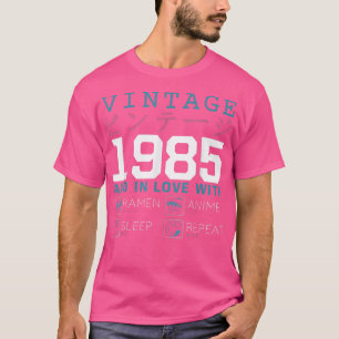 Camiseta Retro Otaku Kanji Vintage 1985 Birthday Ramen Anim