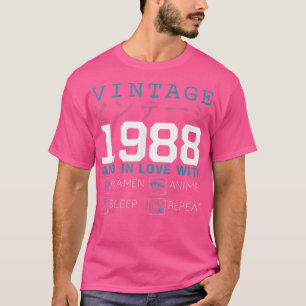 Camiseta Retro Otaku Kanji Vintage 1988 Birthday Ramen Anim